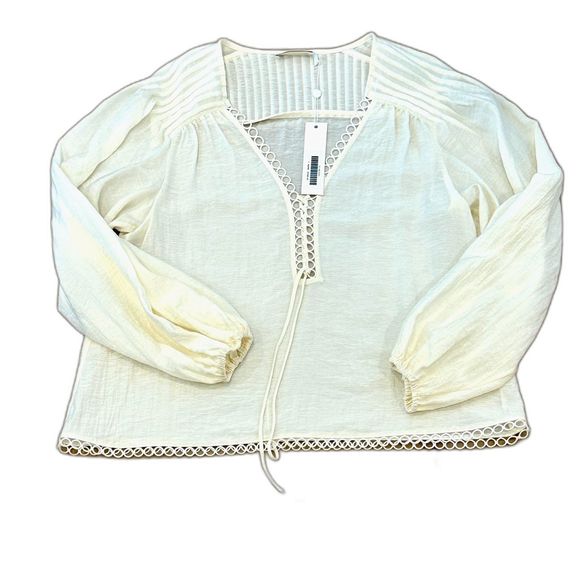 NWT* Jonathan Simkhai Rhodes Summer Lace Up Blouse - Women's Large - Picture 4 of 12